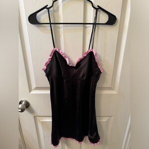 VS Angel satin slip with rhinestone “angel” on front